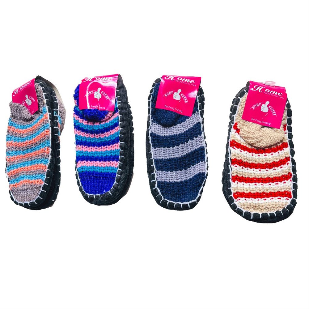 Set of 4 pairs of new knitting warm handmade non-slip home socks